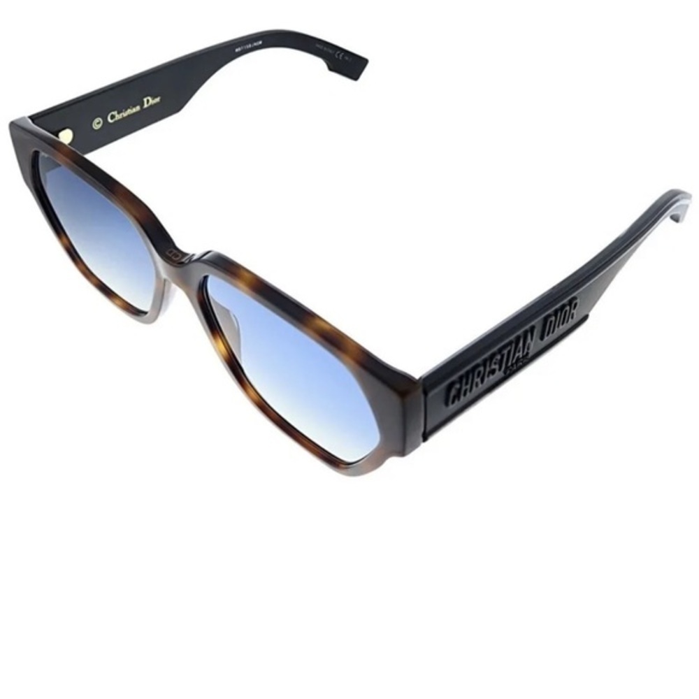 DIOR ID1 57mm Square Sunglasses 0086-84 Dark Havana/Blue Shaded - Picture 9 of 9